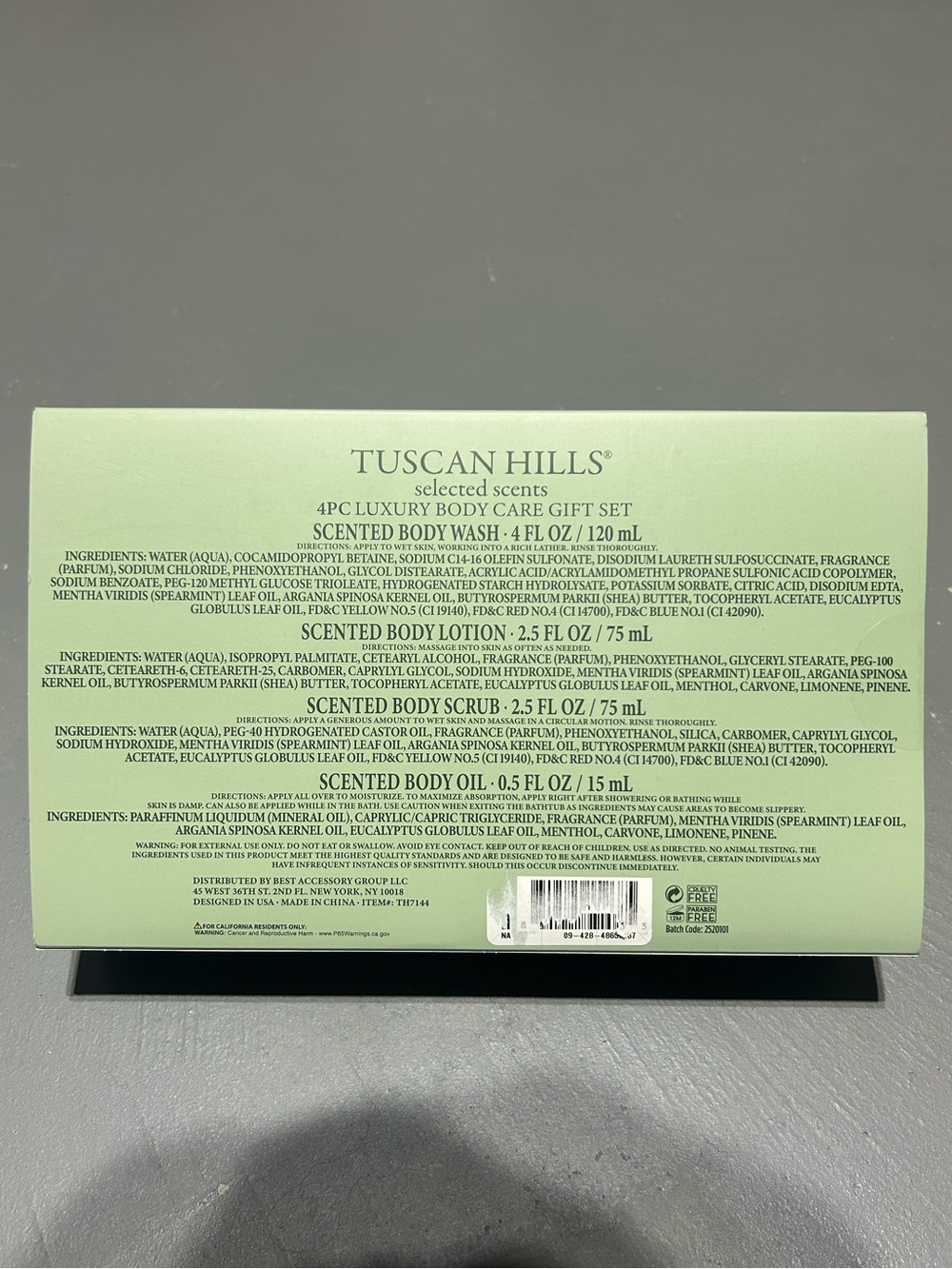 (NEW) Tuscan Hills 4-Piece Luxury Body Care Gift Set - Picture 6 of 9